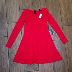Express Red Long Sleeve Swing Dress
